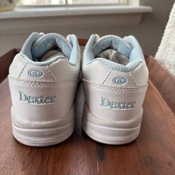 Dexter Bowling Shoes Women's Size 8.5 White Blue Slide-Rite Non-Marking Rubber - Picture 3 of 10